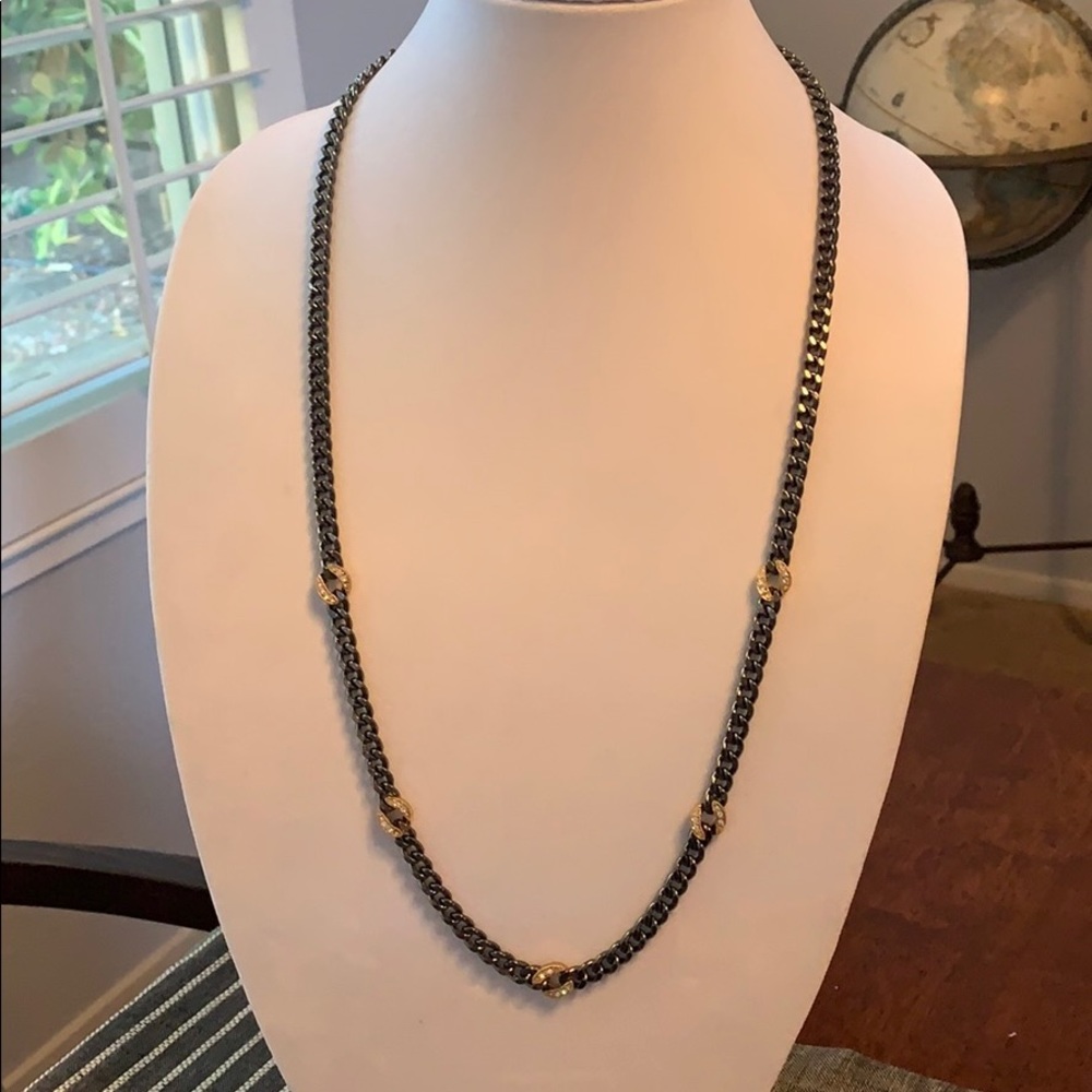 Stella & Dot Hematite Pave Necklace
